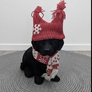 NEW Holiday Black Labrador Statue - Festive Dog Decor